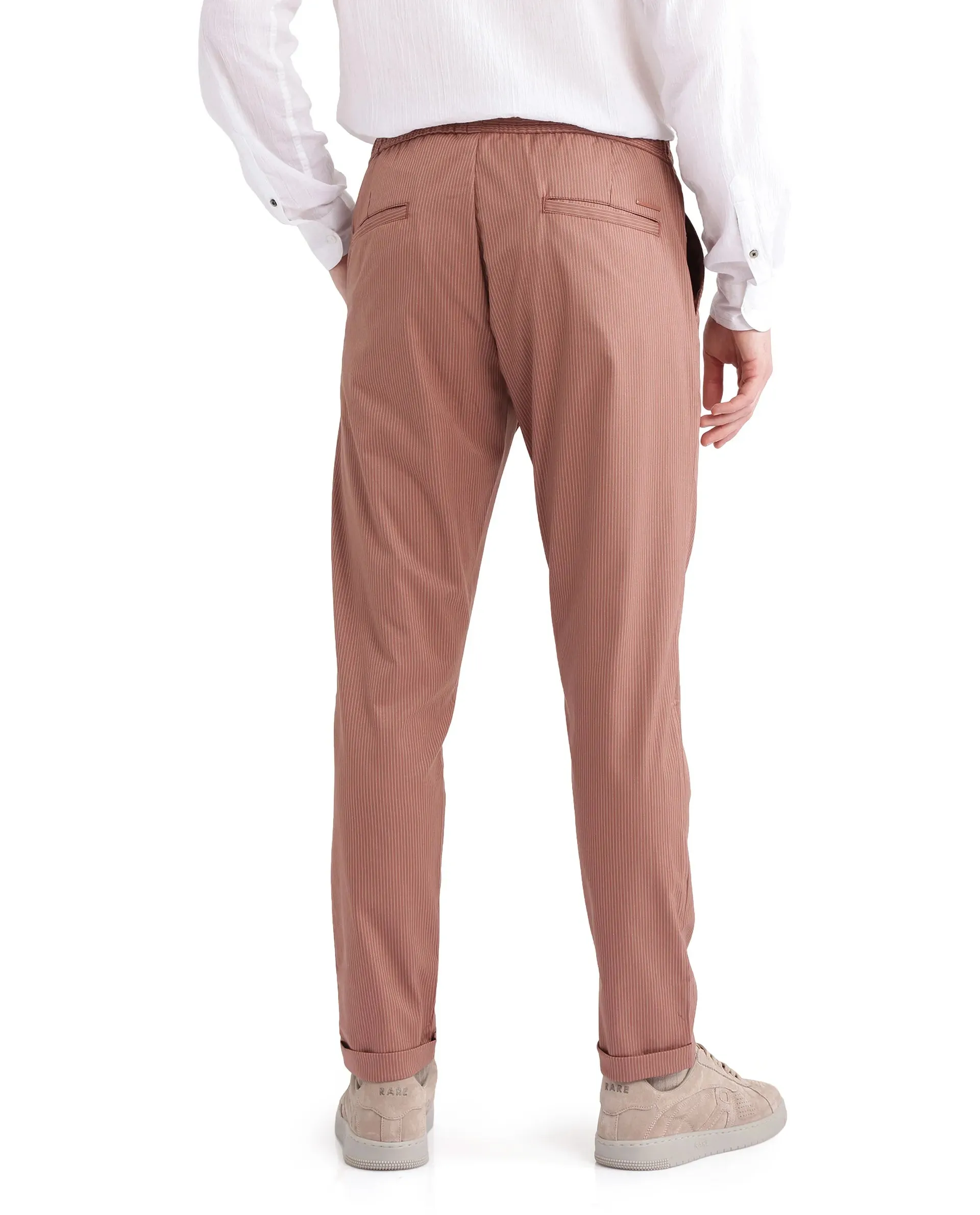 Rare Rabbit Men Glew Rust Button Closure Regular Fit Plain Trouser