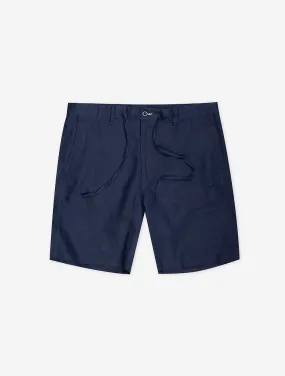 Relaxed Linen Drawstring Shorts Marine