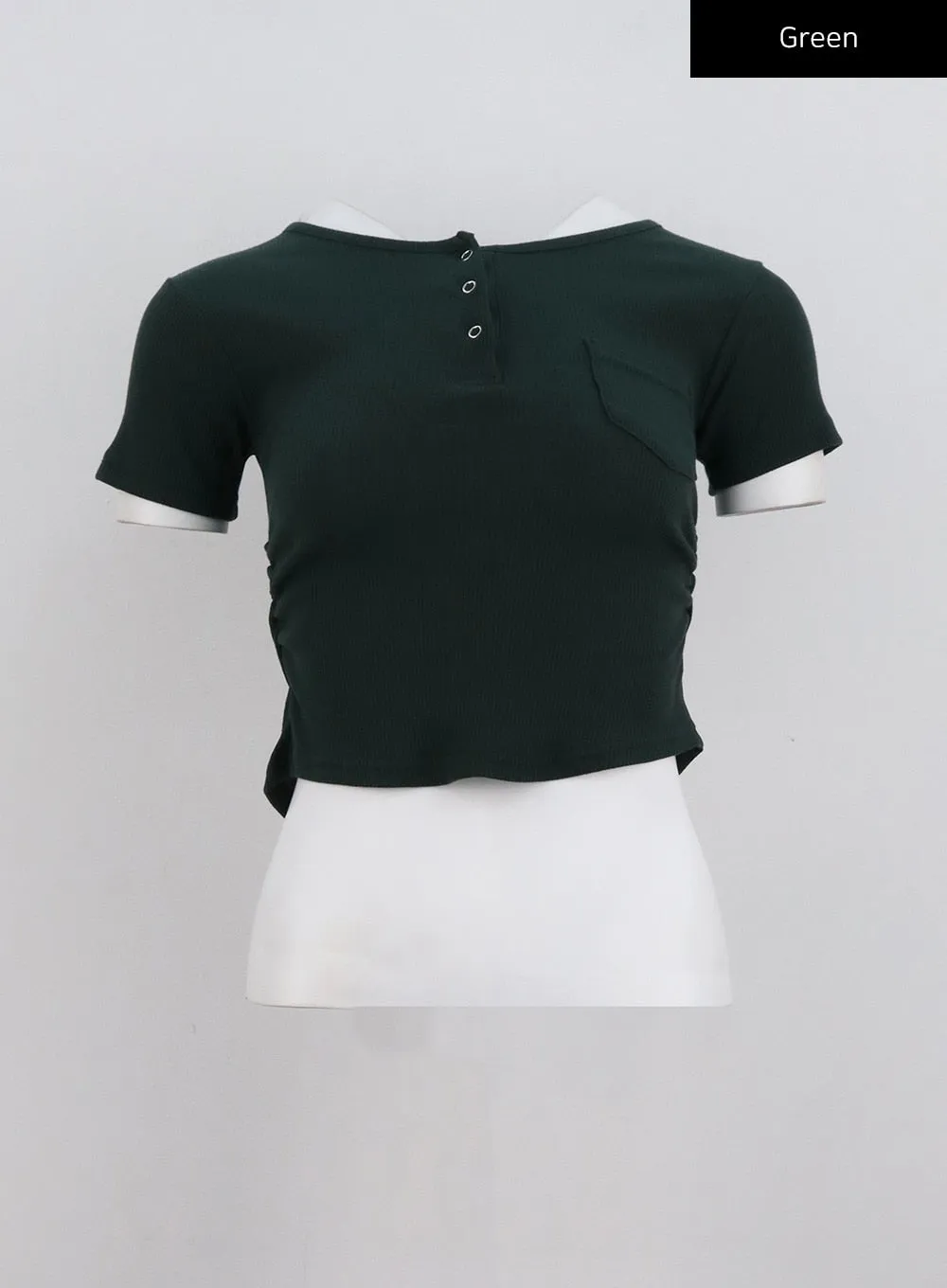 Snap Button Cropped Tee CL326