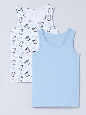 Vest - Shark All Over Print & Solid Blue (Pack of 2)