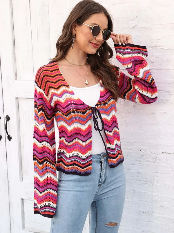 Wave Pattern Cardigans - Casual Toppers