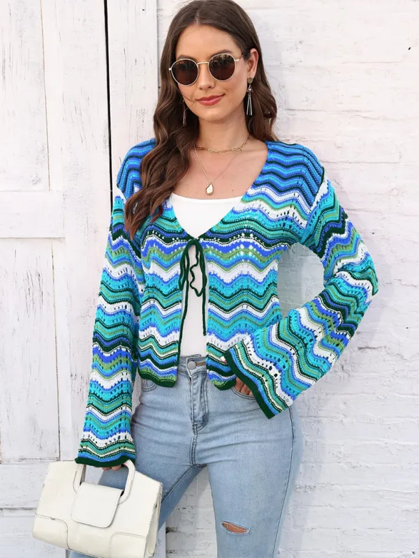 Wave Pattern Cardigans - Casual Toppers