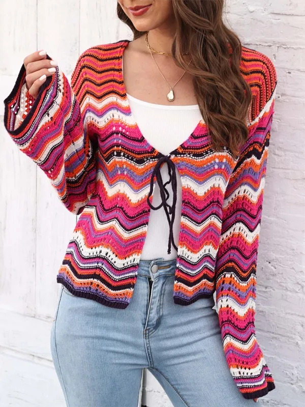 Wave Pattern Cardigans - Casual Toppers