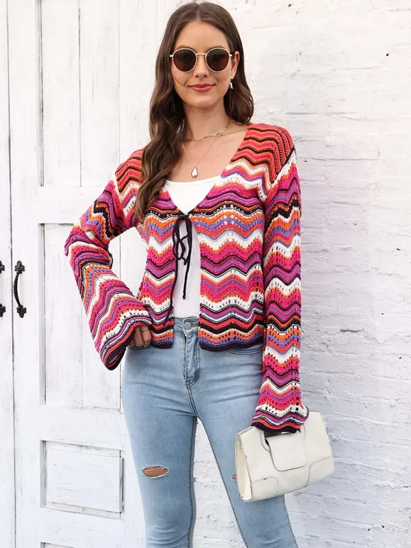 Wave Pattern Cardigans - Casual Toppers