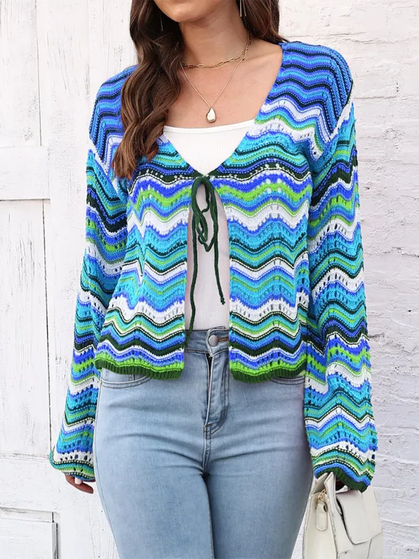 Wave Pattern Cardigans - Casual Toppers