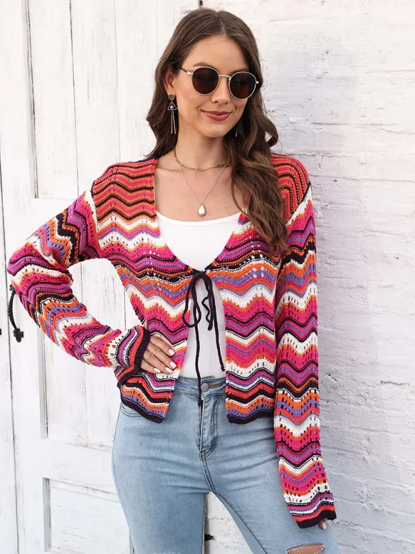 Wave Pattern Cardigans - Casual Toppers