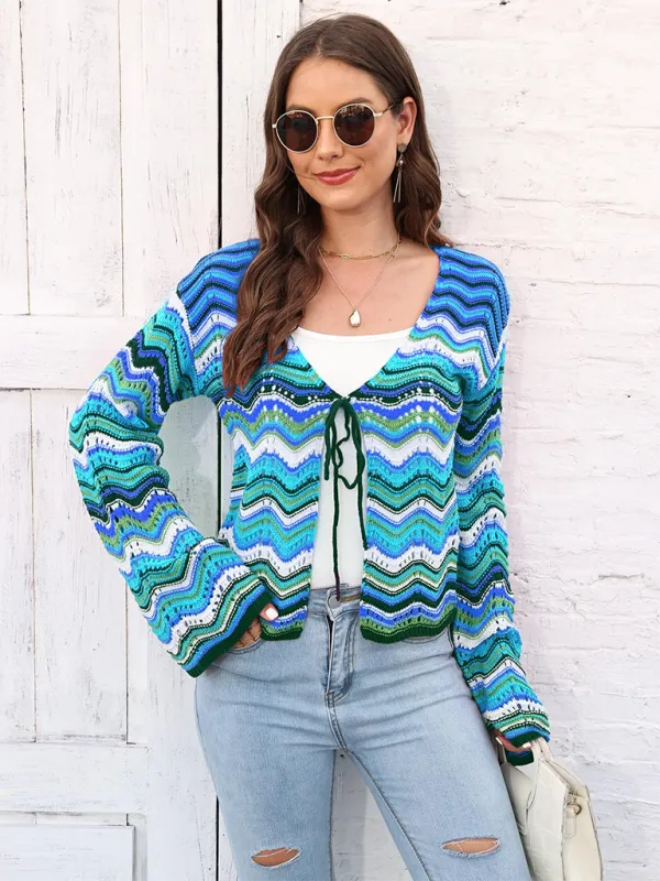 Wave Pattern Cardigans - Casual Toppers