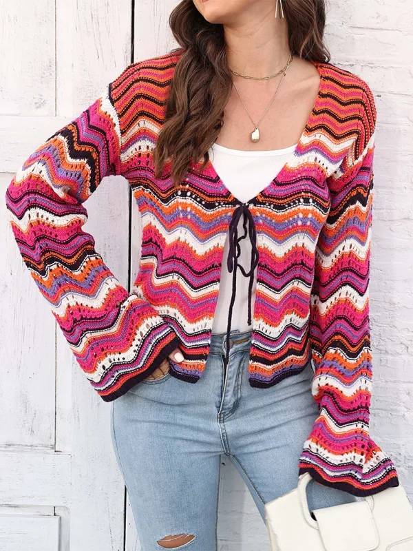 Wave Pattern Cardigans - Casual Toppers