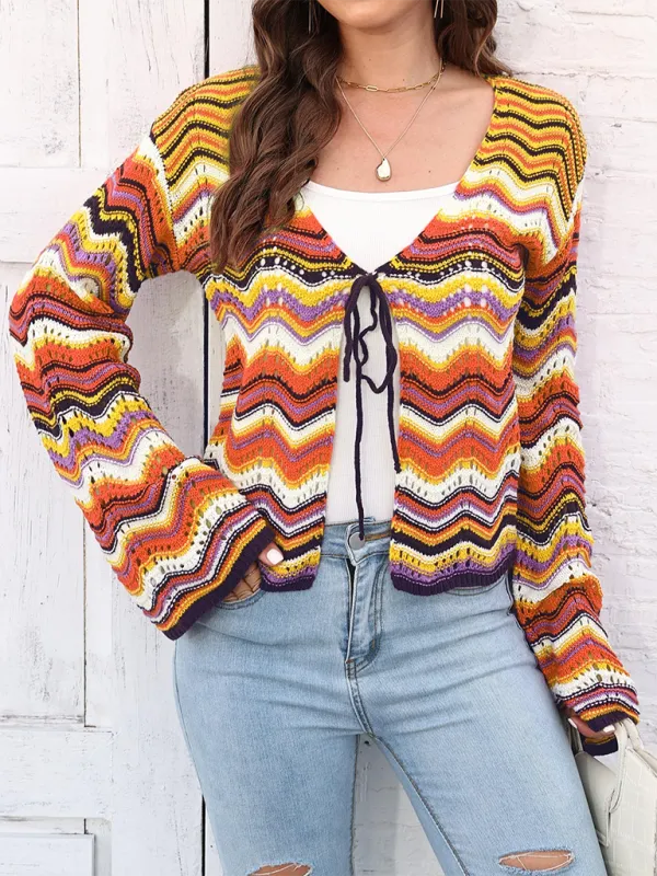 Wave Pattern Cardigans - Casual Toppers