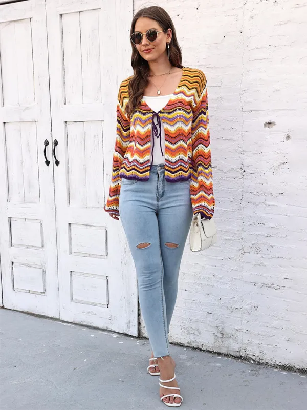 Wave Pattern Cardigans - Casual Toppers