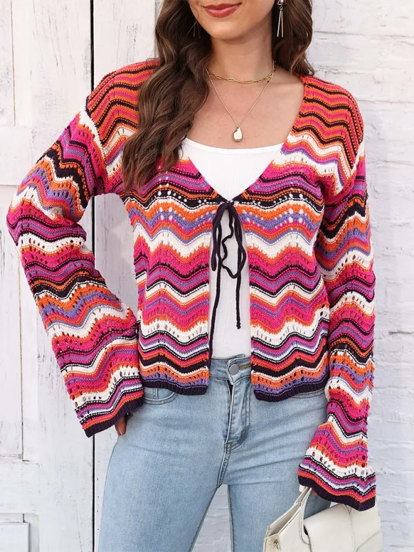 Wave Pattern Cardigans - Casual Toppers