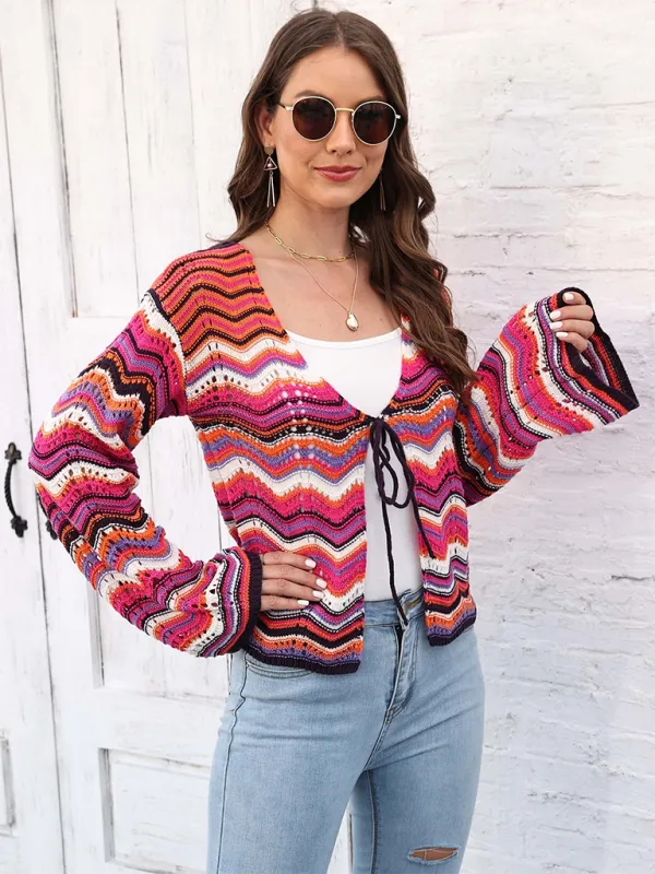 Wave Pattern Cardigans - Casual Toppers