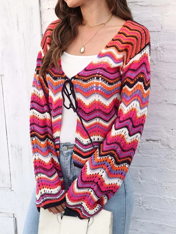 Wave Pattern Cardigans - Casual Toppers