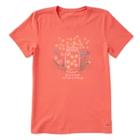 Women's Fireflies Flowers Jar Short Sleeve Tee